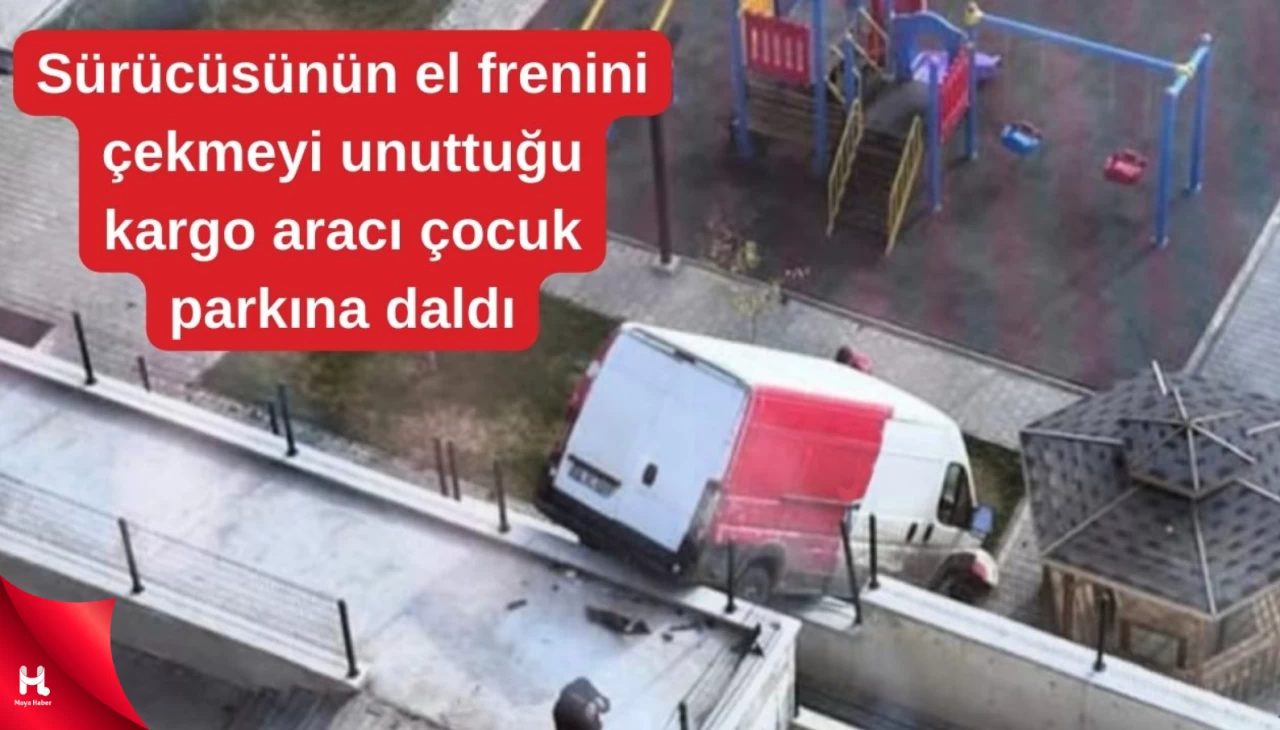 El freni unutulan kargo aracı, çocuk parkına hızla daldı!