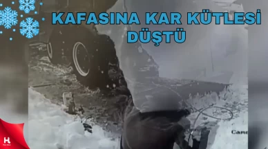 Neye Uğradığını Şaşırdı! Kafasına Kar kütlesi Düştü!!