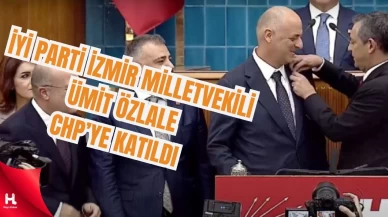 CHP'ye katılan Ümit Özlale'ye rozetini Özgür Özel taktı