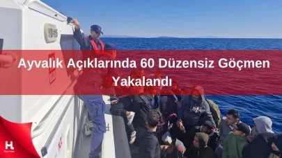 Ege Denizi'nde Ayvalık açıklarında 60 kaçak göçmen yakalandı!